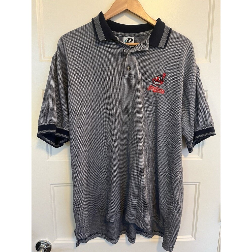 Vintage Cleveland Indians Polo Shirt Mens Large Chief Wahoo MLB Dynasty